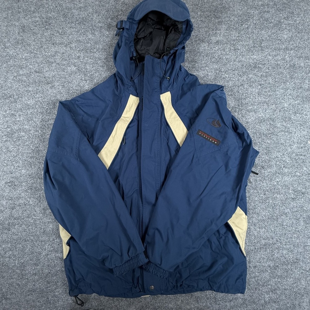 Vintage 90s Bonfire Platinum Snowboarding Jacket Men XL Hooded Waterproof Winter